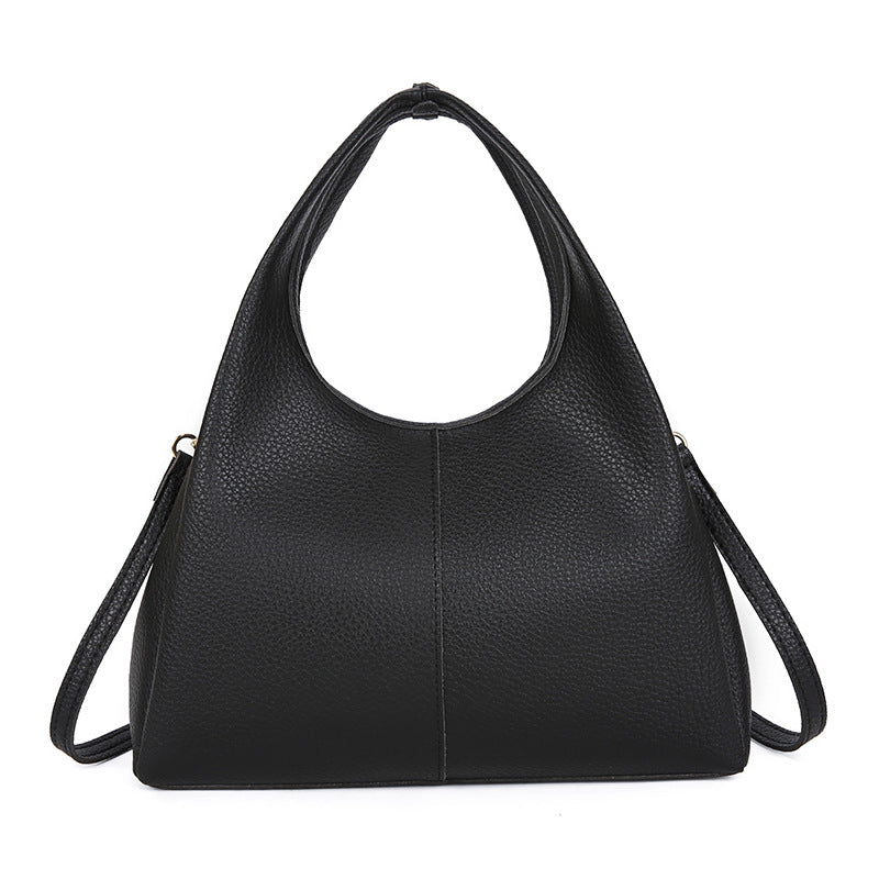 Brown Pebbled Leather Hobo Bag - Slouchy Shoulder Tote with Dual Handles | Convertible Everyday Handbag with Gold Hardware