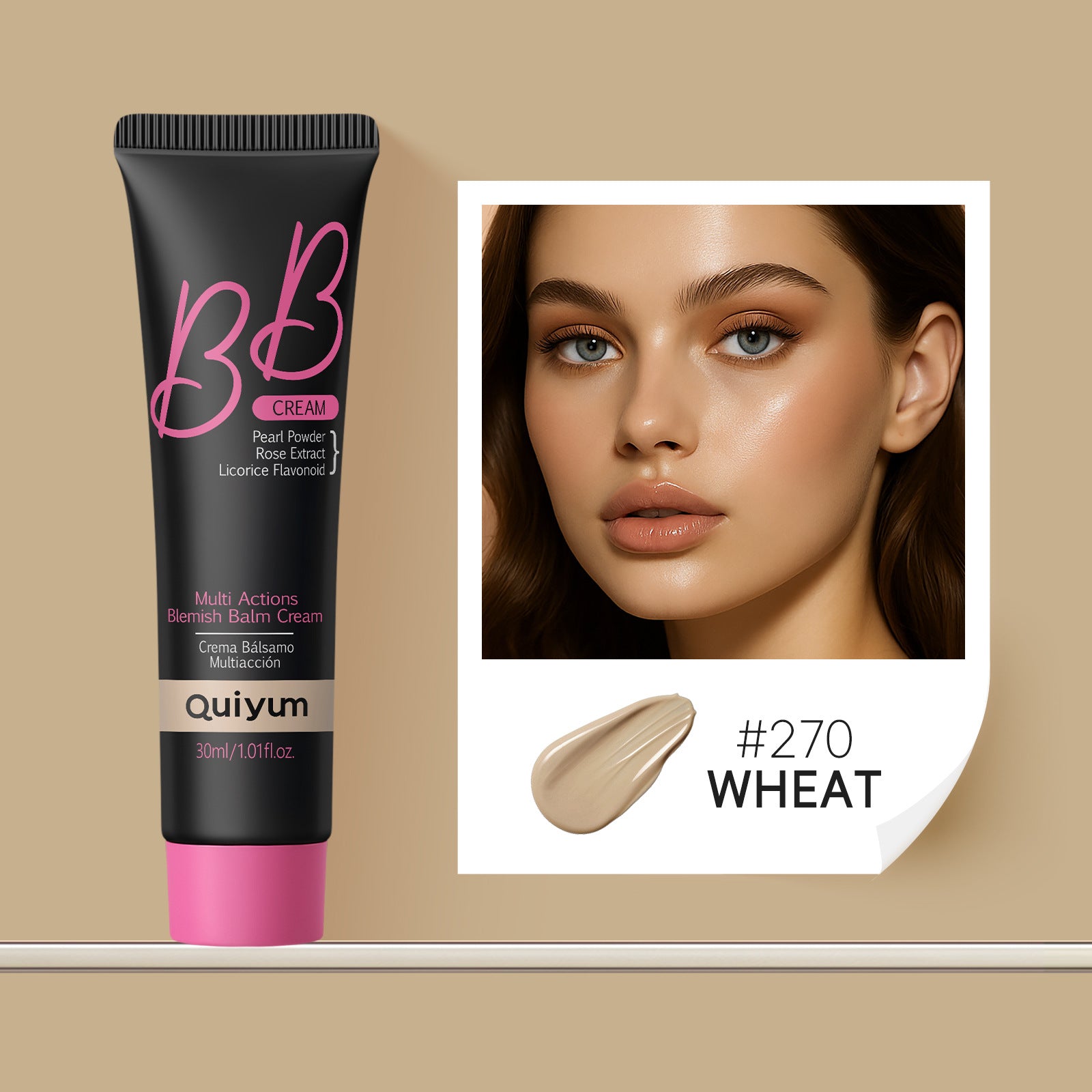 Quiyum BB Cream Multi Action Blemish Balm | Pearl Powder Rose Extract All Skin Tones 30ml