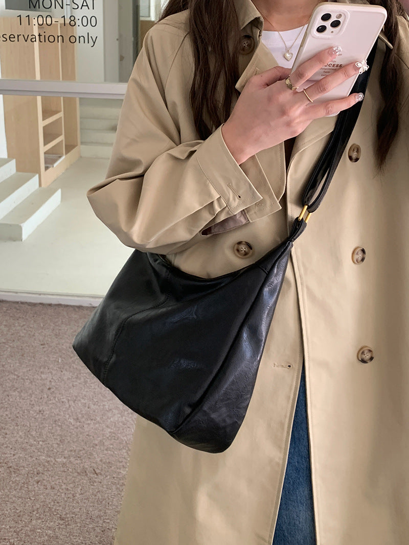Brown Leather Slouchy Hobo Bag - Soft Shoulder Bag with Single Strap | Casual Everyday Tote in Chocolate Brown