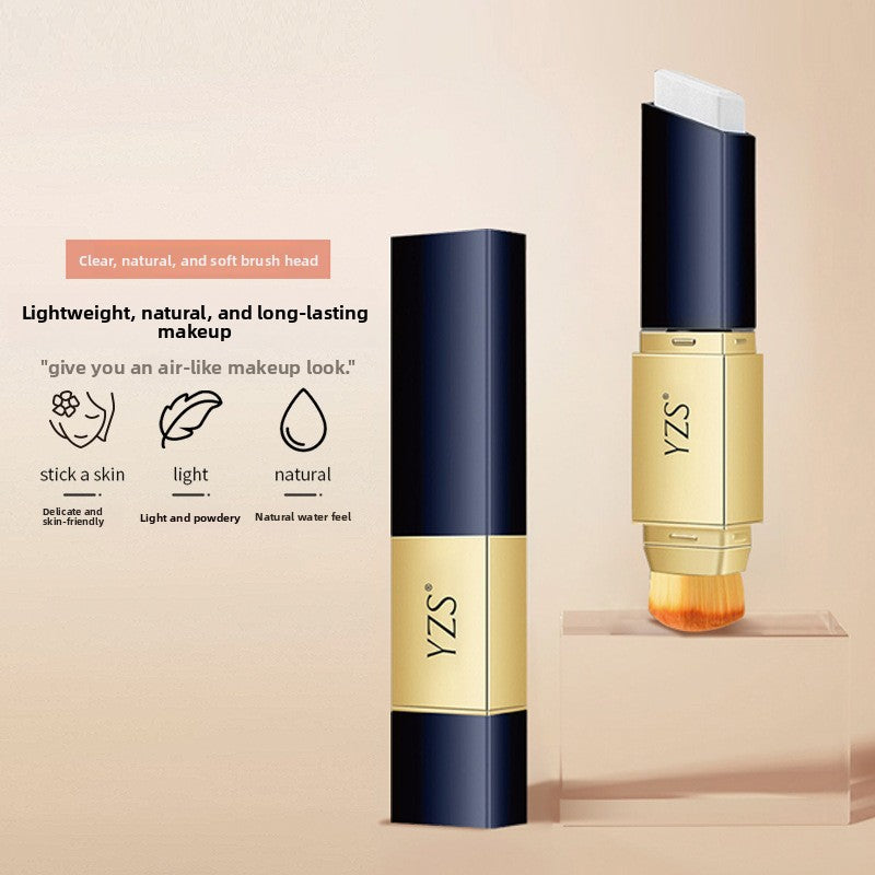YZS 2-in-1 Luxury Foundation Concealer Stick with Built-In Brush | Navy Blue Gold Premium Makeup Stick | Full Coverage Flawless Complexion Blending Foundation | Long Lasting Natural Finish for All Skin Types