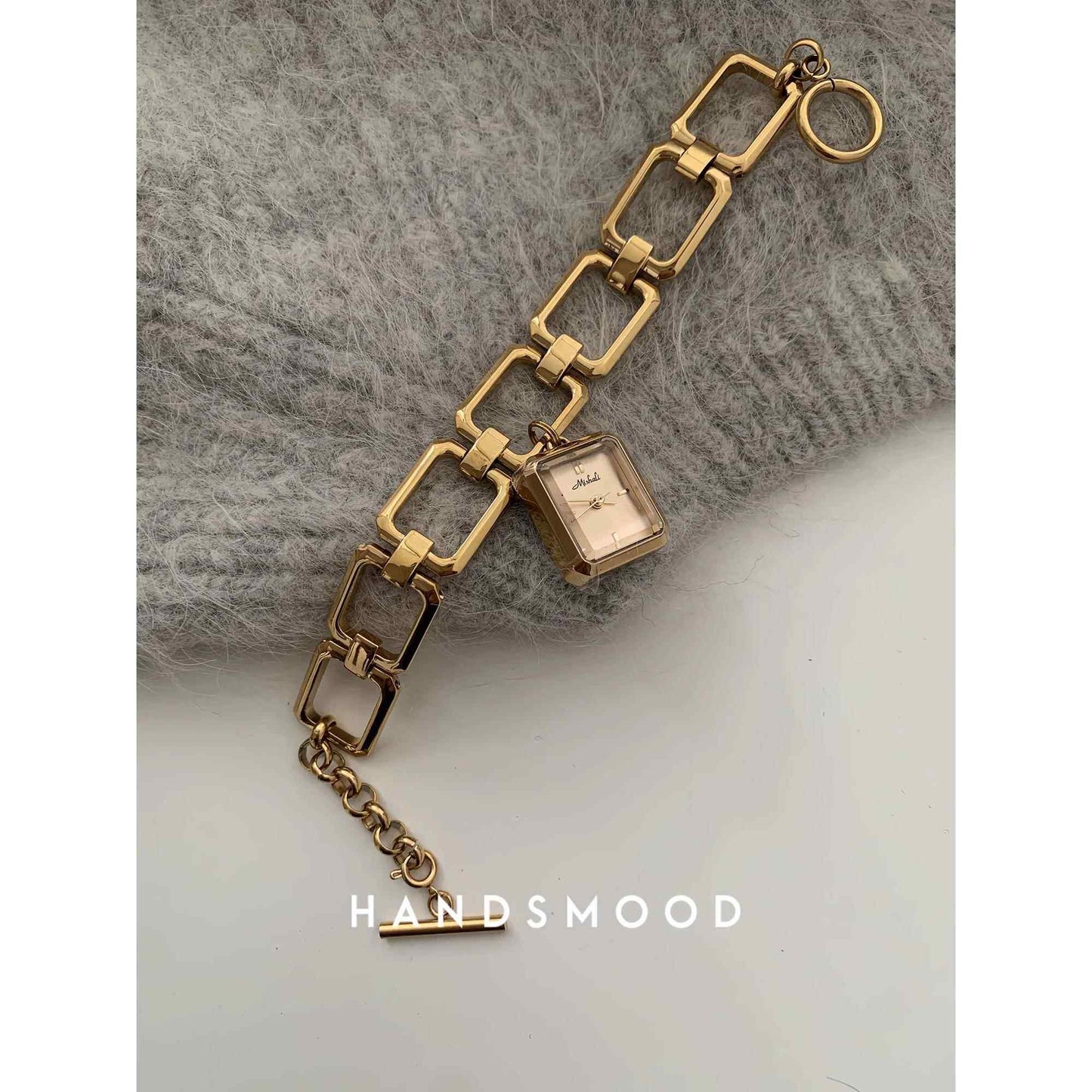 Women's Pearl Bracelet Watch | Double Strand Pearl Gold Crystal Clasp Mother of Pearl Roman Numeral Dial | Handsmood Elegant Jewelry Watch