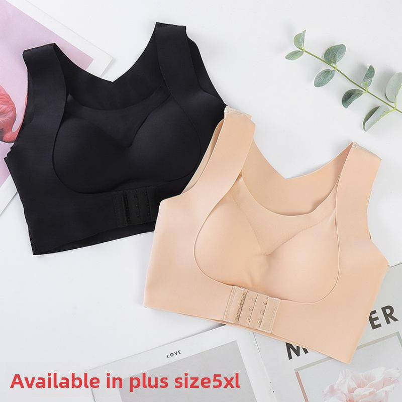 Women's Plus Size Posture Corrector Bra | X-Back Front Clasp Wireless Support Bra | Sizes up to 5XL