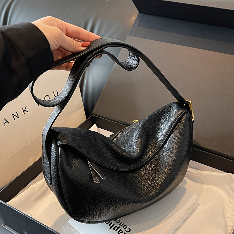 Crescent Shoulder Bag | Pebbled Vegan Leather Half Moon Crossbody Bag for Women