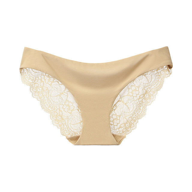 Sage Green Ribbed Lace Back Panties for Women Soft Cheeky Briefs Mid Rise Underwear Floral Lace Panel