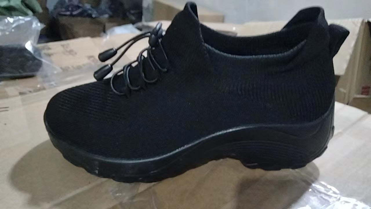 Women's Black Purple Platform Sneakers | Breathable Knit Sock Shoes | Chunky Sole Ladies Running Walking Trainers