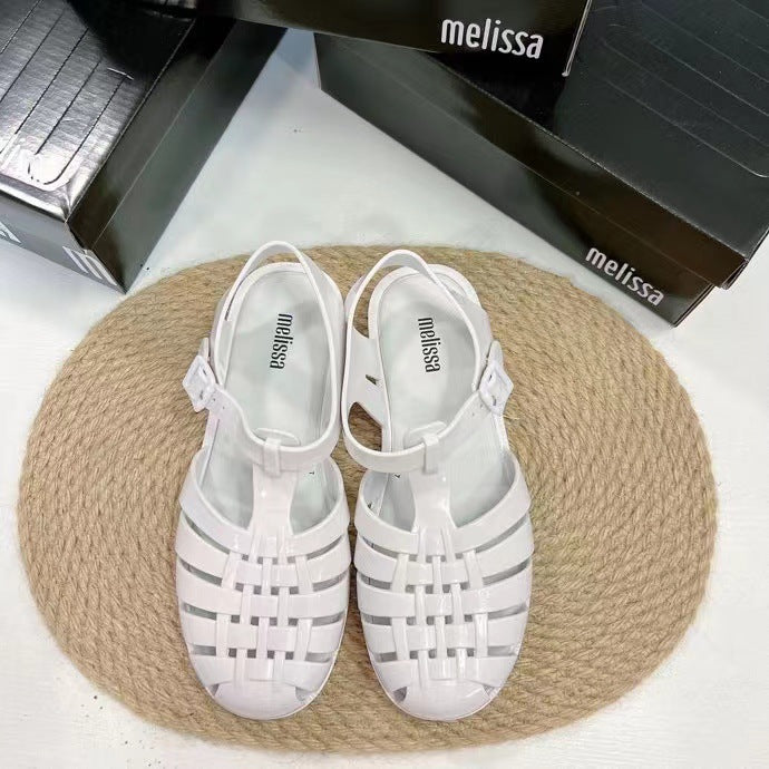 Melissa Possession Jelly Sandals | Women's Woven Cage Buckle Slingback Flat Sandals | Brazilian Designer Plastic Sandals | Summer Beach Shoes | Black