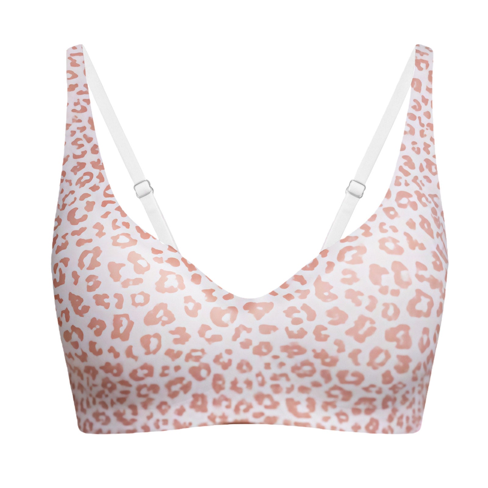 Women's Seamless Wireless Push Up Bralette | Deep V-Neck Smooth Cup Bra | 9 Colors Including Leopard Print
