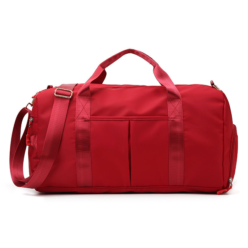 Beige Canvas Gym Duffel Bag - Sports Travel Bag with Shoe Compartment | Yoga Workout Weekender Tote for Women