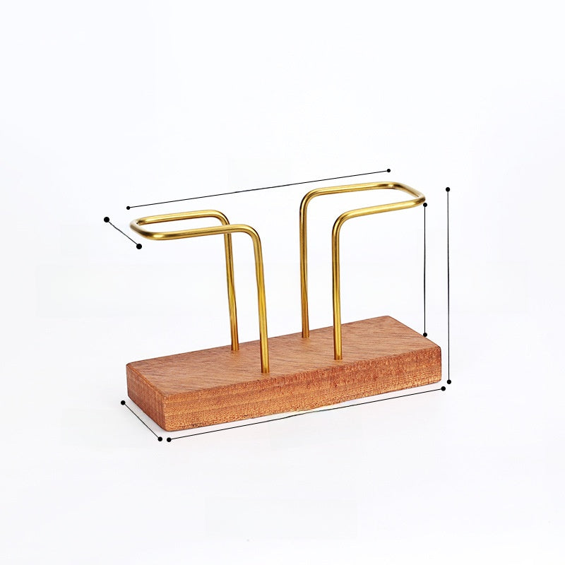 Gold & Walnut Wood Desk Organizer Set | Business Card Holder & Pen Cup | Luxury Office Accessories | Modern Minimalist Desktop Organizer