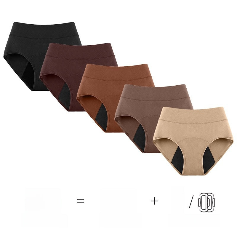 Women's Leak-Proof High Waist Briefs | 4-Layer Absorbent Period Panties | 5 Neutral Colors