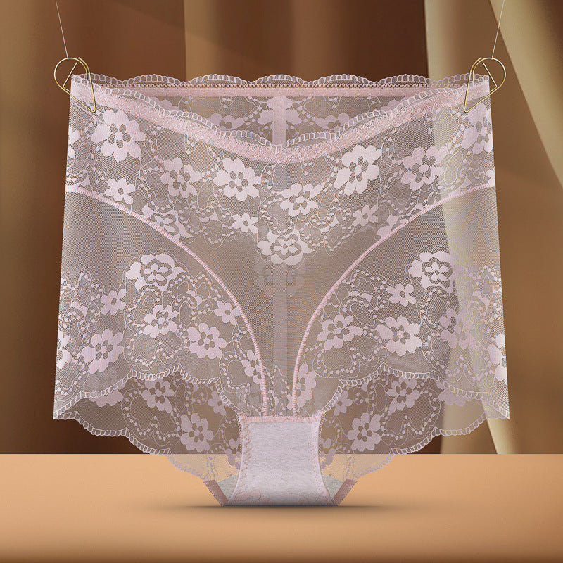 Black High Waist Floral Lace Panties for Women | Sheer Mesh Underwear | Sexy High Rise Briefs