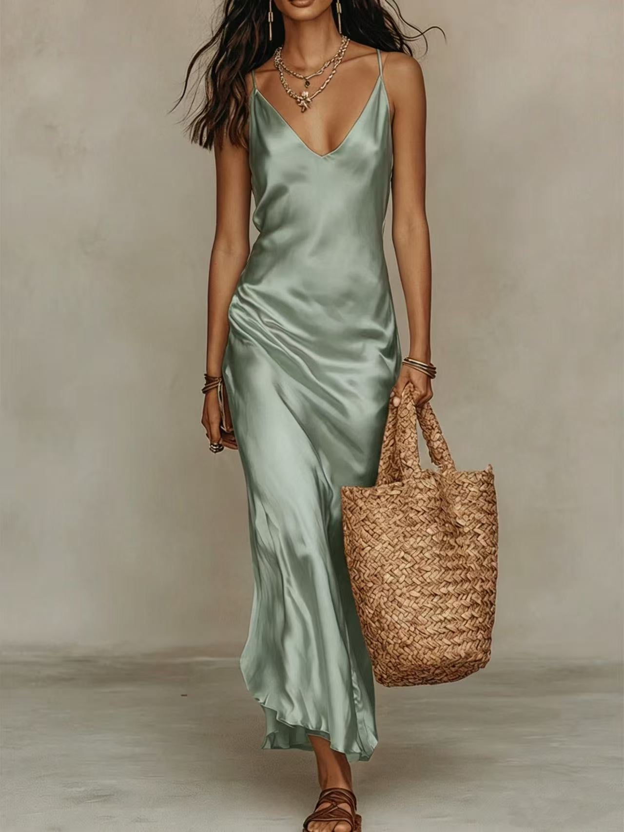 Ivory Satin Slip Maxi Skirt | Silky Bias Cut Long Skirt for Women | Elegant Party, Brunch & Everyday Wear