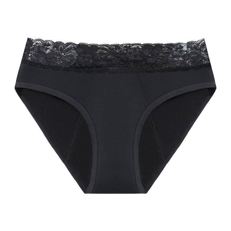 Black Lace Period Underwear | Leak-Proof Menstrual Panties | 4-Layer Protection Briefs