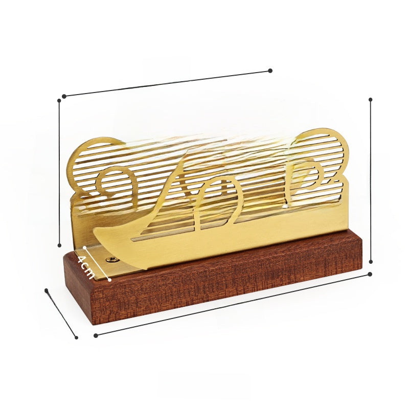 Gold & Walnut Wood Desk Organizer Set | Business Card Holder & Pen Cup | Luxury Office Accessories | Modern Minimalist Desktop Organizer