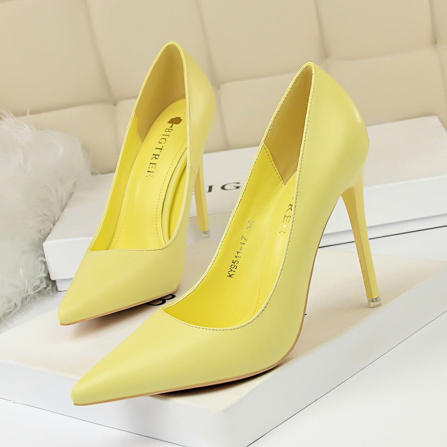 Black Matte Leather Pointed Toe Stiletto Pumps | Women's Classic High Heel Court Shoes