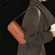 Polene Genuine Leather Black Leather Baguette Bag | Minimalist Shoulder Bag with Flap Closure